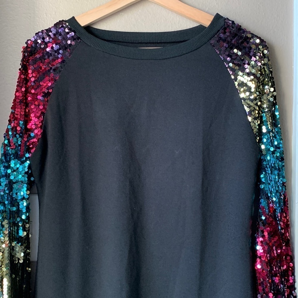 Sequin Sleeve Long Tunic Top